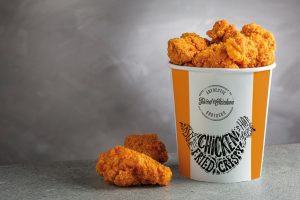 Bucket with fired chicken